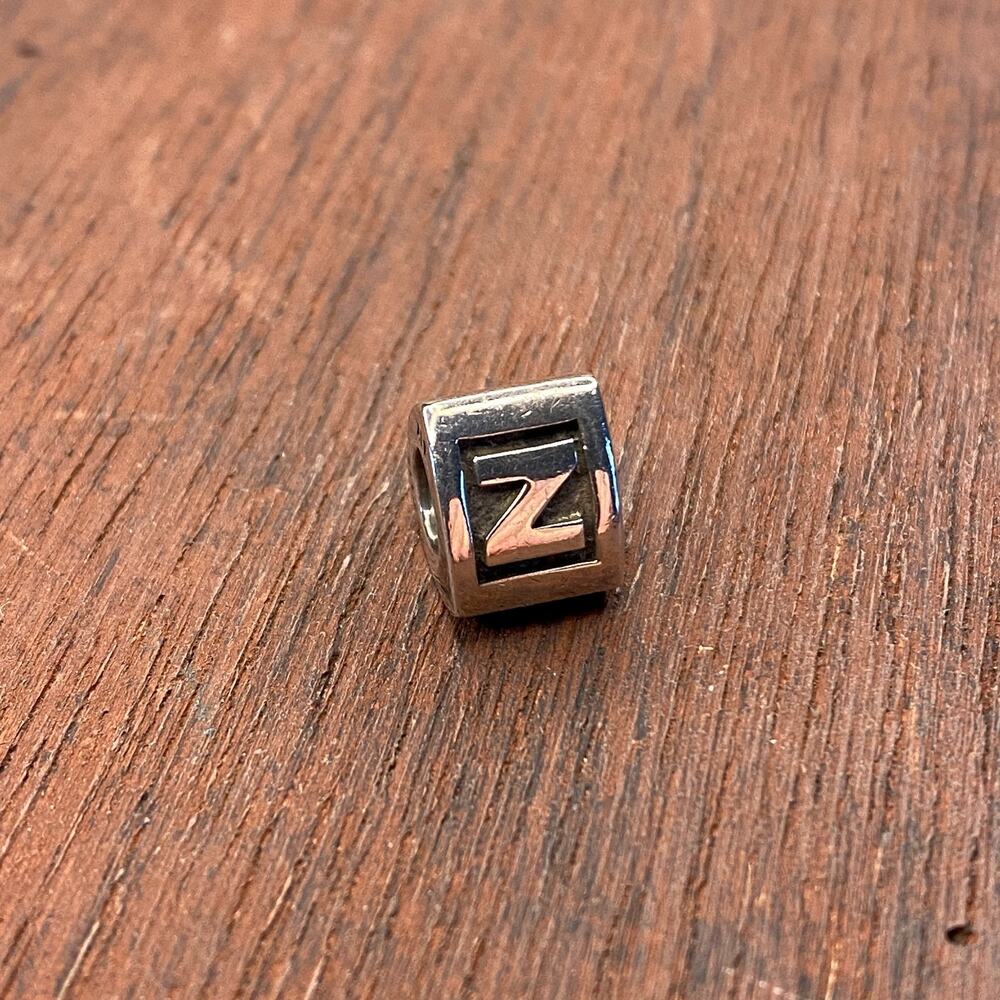Authentic Pandora Sterling Silver Alphabet Letter Z Retired Bead Charm